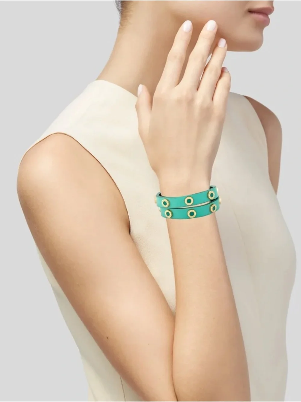 Tory Burch Leather Studded Wrap Bracelet